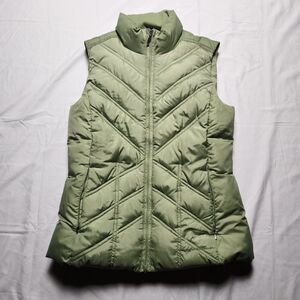 Eddie Bauer Womens XS Premium Quality Goose Down Puffer Vest Green Full Zip